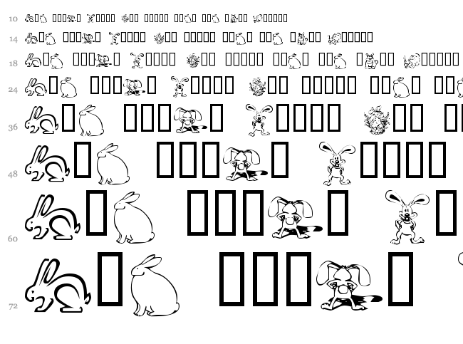 KR Bunny Dings font waterfall